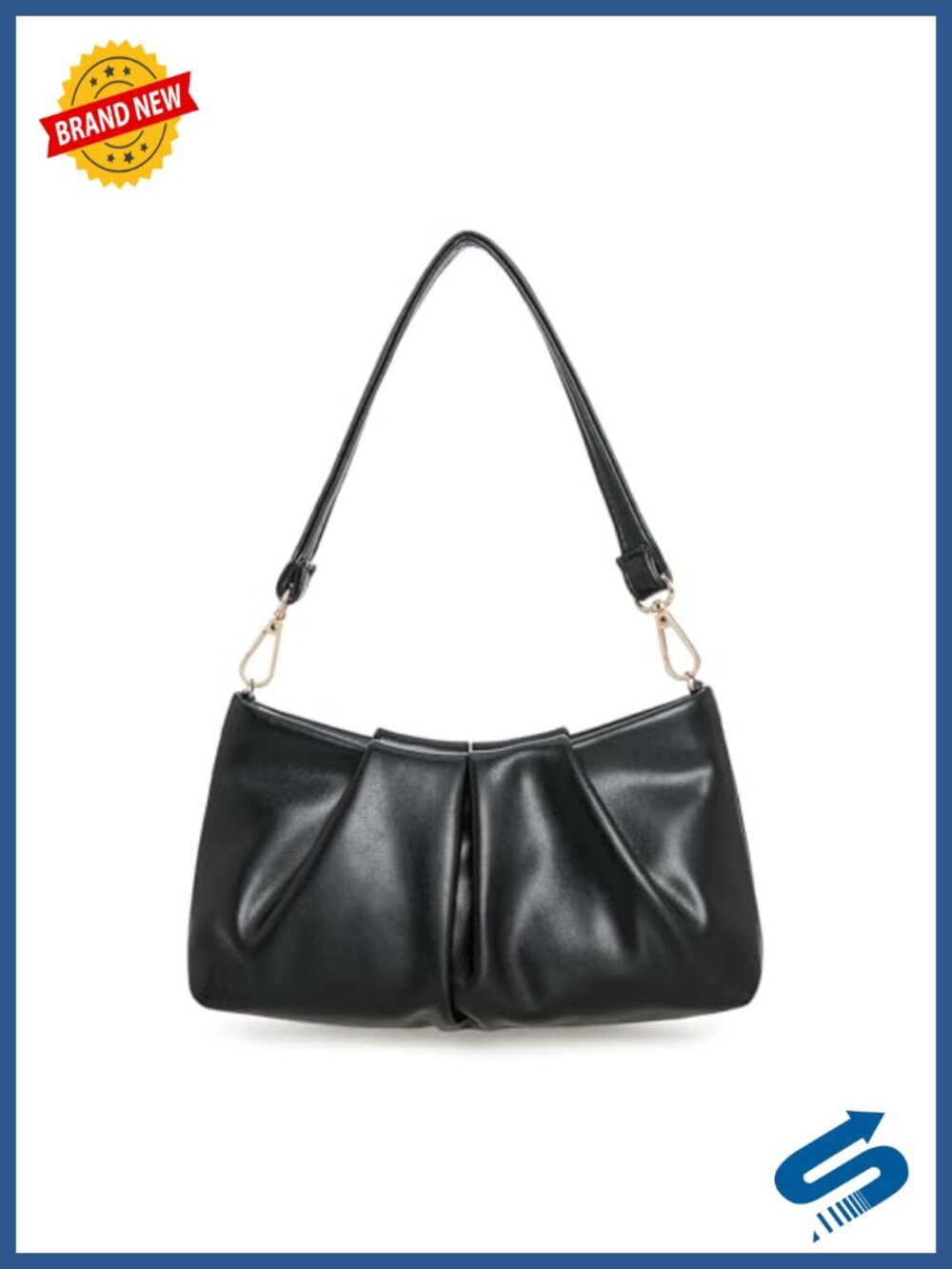 Pleated Faux Leather Clutch Purse Detachable Straps Women Evening Bag Formal